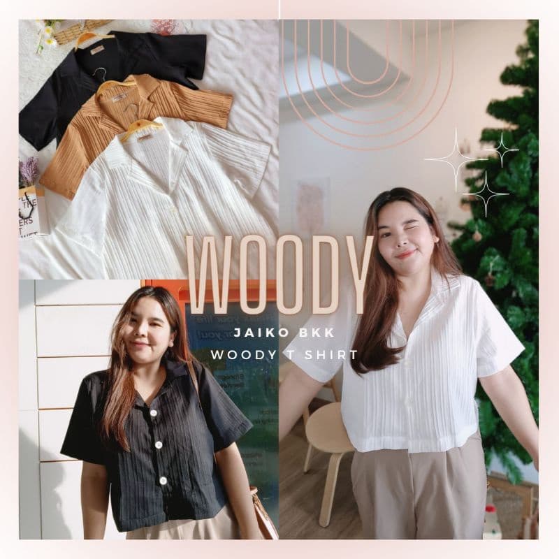 𝗝𝗮𝗶𝗸𝗼 𝗪𝗼𝗼𝗱𝘆 𝗧 𝗦𝗵𝗶𝗿𝘁 เสื้อเชิ้ต ครอป สาวอวบ อก 38-46 รูปที่ 1