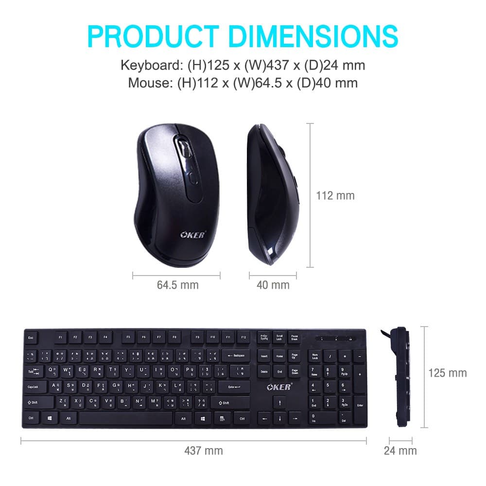 ส่งเร็ว OKER K8800 DOMINATOR 2.4GHZ WIRELESS COMBO Mouse Keyboard ชุดคีย์บอร์ดเม้าส์ไร้สาย เมาส์ไร้สาย DM 8800 รูปที่ 7