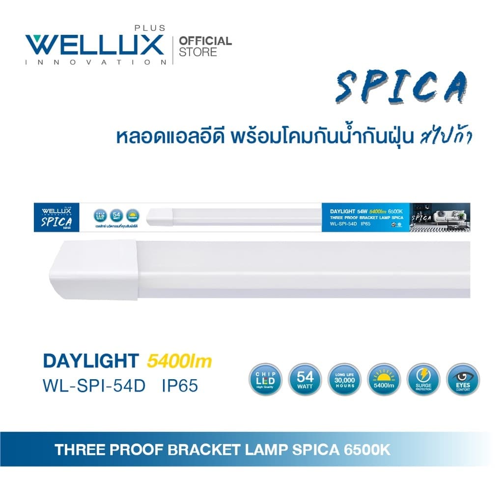 WELLUX หลอดไฟใช้งานภายนอก ตกไม่แตก 18W 36W 54W แสงขาว LED THREE PROOF BRACKET LAMP SPICA SERIES รูปที่ 8