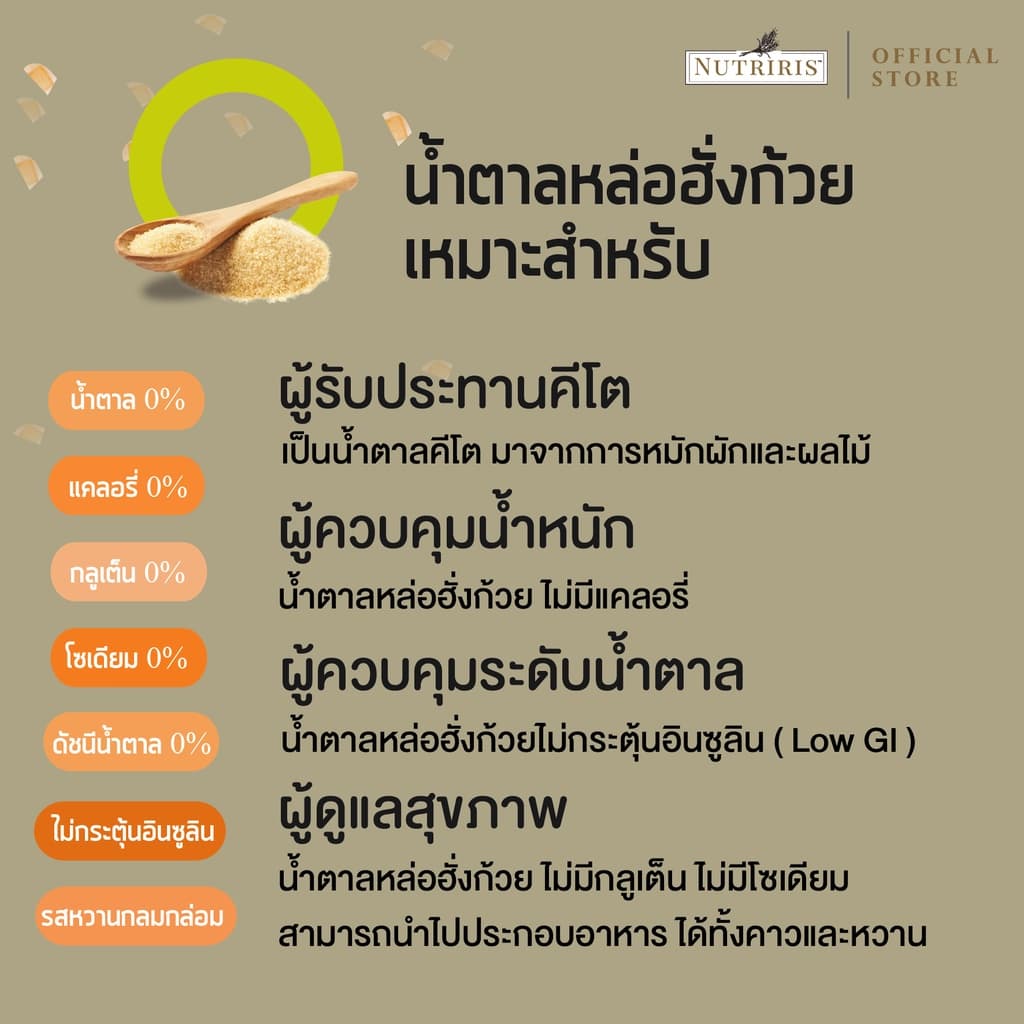 น้ำตาลหล่อฮังก๊วย ซอง 2 ก x 30 ซอง Exp.12/2027 น้ำตาลคีโต เพื่อสุขภาพ เบาหวานทานได้ Rawfood Brand รูปที่ 7