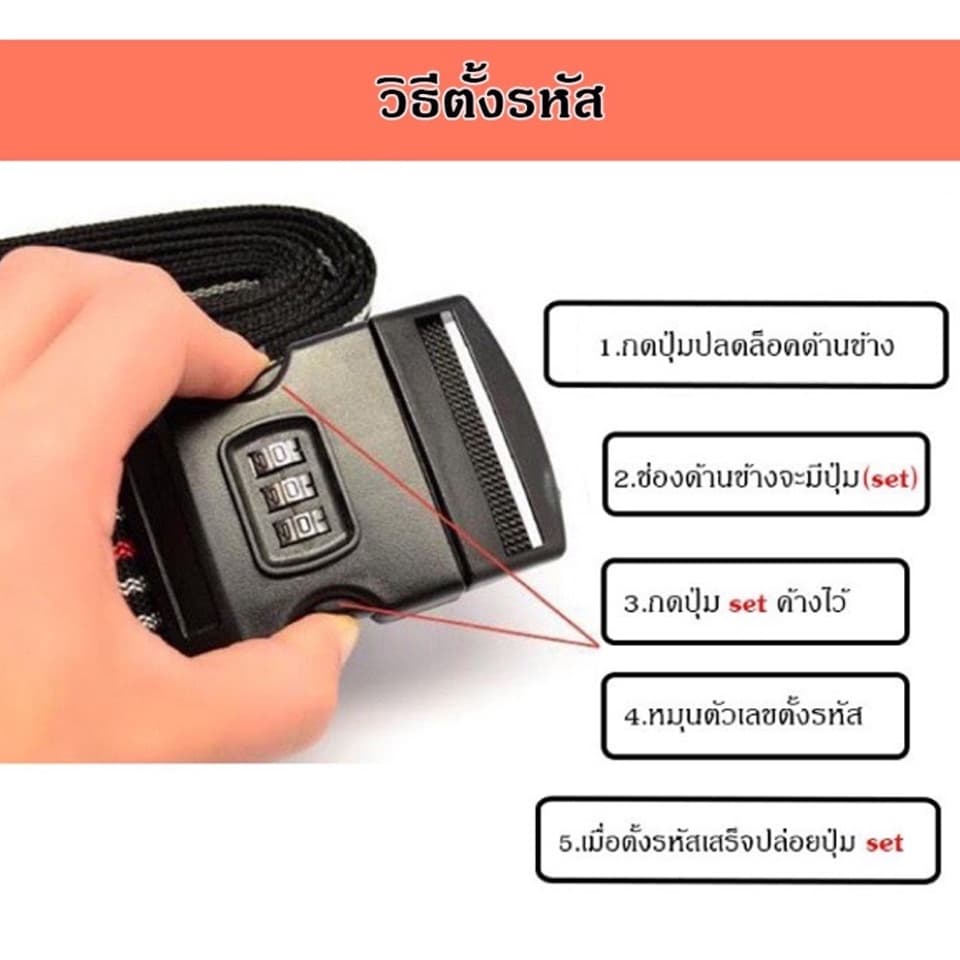 สายรัดกระเป๋าเดินทาง คาด4ทิศ พร้อมรหัส Lock รูปที่ 5