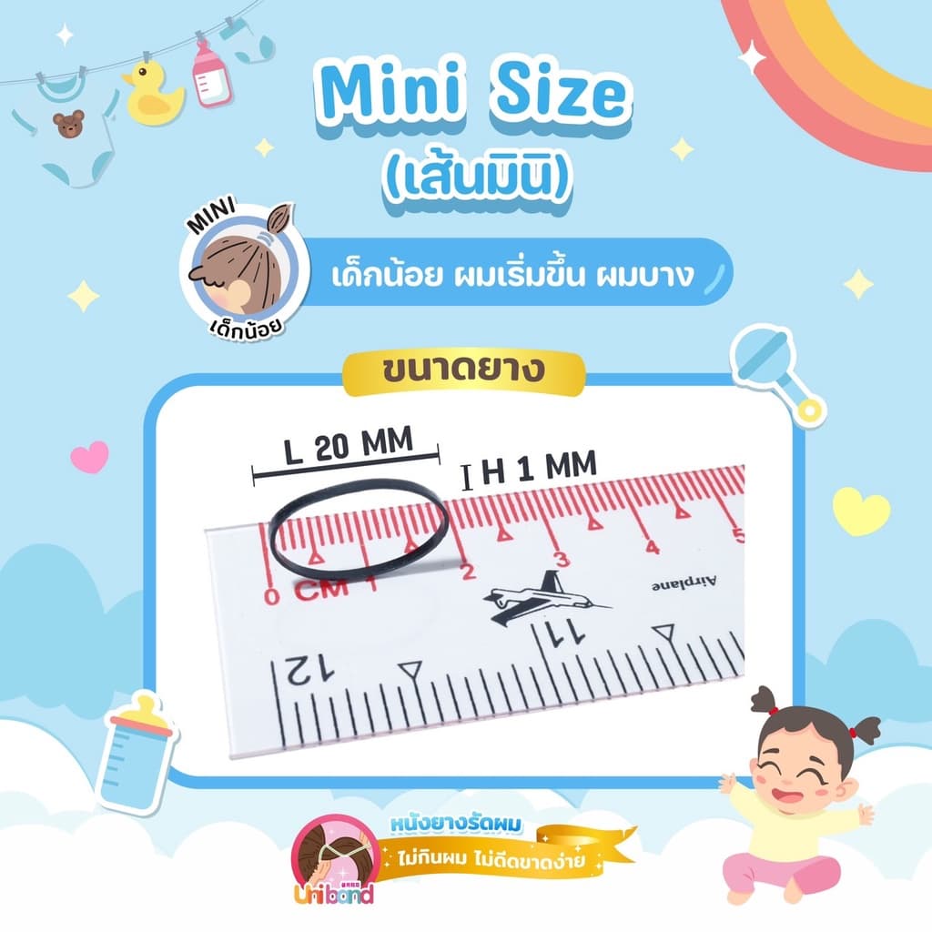 Uniband หนังยางรัดผม ไม่กินผม ไม่ดีดขาดง่าย TPU Mini Size : Pastel รูปที่ 4