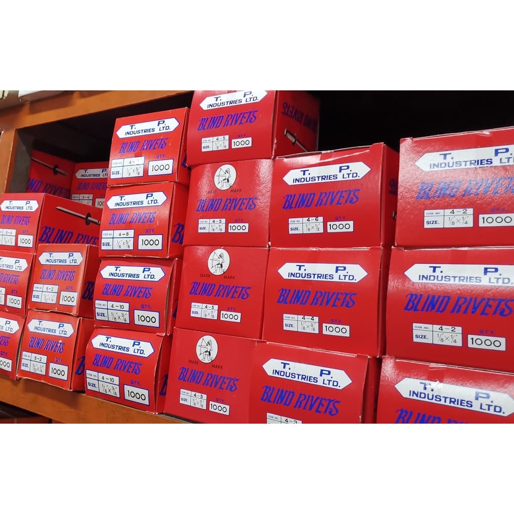T.P. BLIND RIVETS ตะปูยิง ตราคนป่า สีอลูมิเนียม ตะปูยิง ตราคนยิงธนู ราคาต่อ1กล่อง ตะปูยิงคนป่า ตะปูยิงคนยิงธนู รีเวท รูปที่ 1