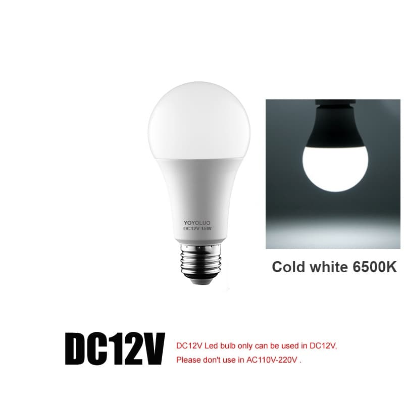หลอดไฟ LED DC/AC 12V 24V 36V 48V E27 6W 9W 12W 15W หลอดไฟ LED 6500K SMD 2835 บ้าน ตั้งแคมป์ ล่าสัตว์ กลางแจ้ง รูปที่ 6