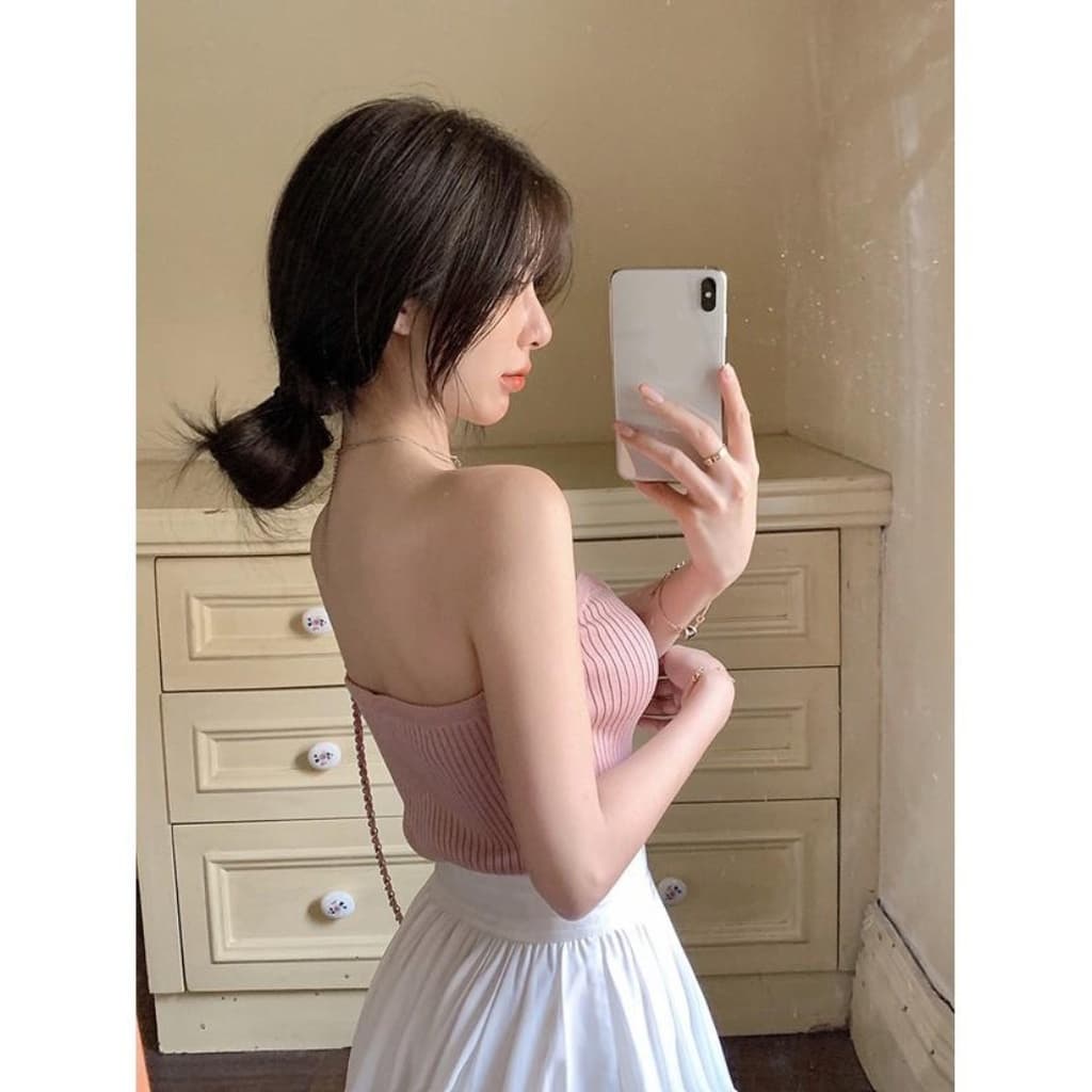 Cicishop เสื้อเกาะอกผ้าไหมพรม ทอร่องใหญ่เนื้อผ้าดีมาก สีคัลเลอร์ฟูลสุดๆ รูปที่ 4