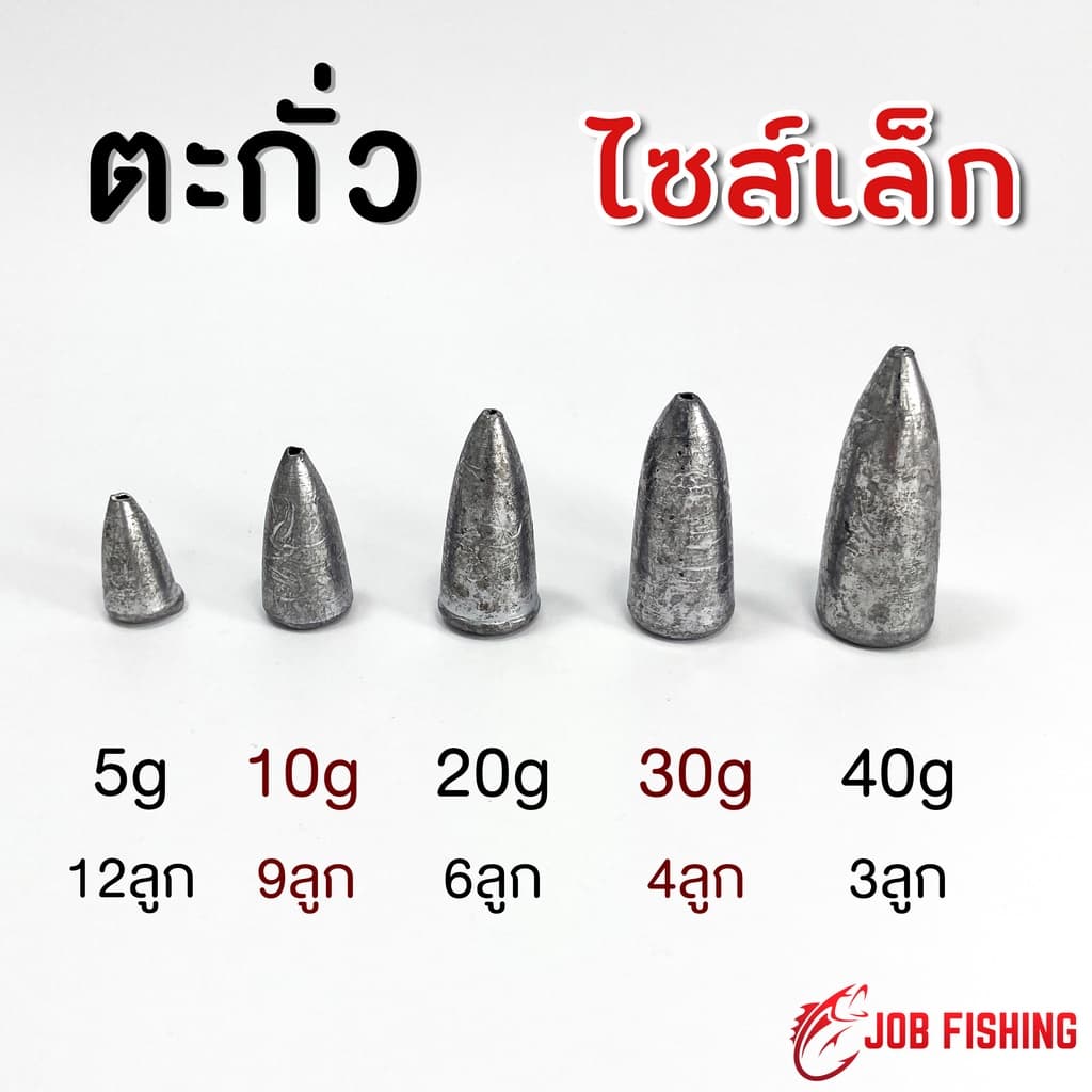 ตะกั่วทรงจรวด ไซส์เล็ก 5g, 10g, 20g, 30g, 40g ตะกั่วตกปลา รูปที่ 1
