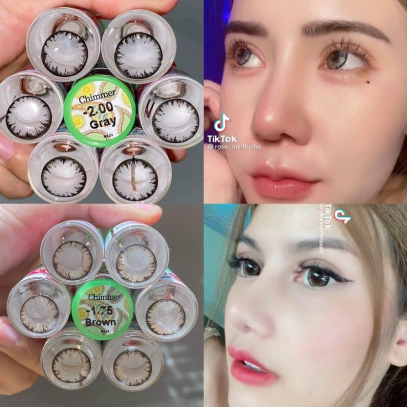 คอนแทคเลนส์ บิ๊กอาย รุ่น Chimmer/Shimmer/Icy-x สีเทา/ตาล มีค่าสายตา - รูปที่ 1