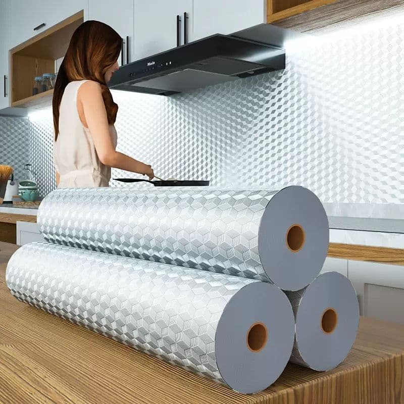 TopsHome สติกเกอร์ฟอยล์อลูมิเนียม สติกเกอร์ ติดผนัง ห้องครัว สติกเกอร์ติดผนัง สติ๊กเกอร์กันน้ำมันกระเด็น KN-E005 รูปที่ 5