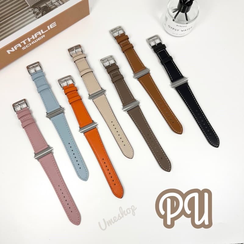 สายสําหรับแอปเปิ้ลวอชเเบบหนัง PU สาย smart watch11/10/9 8/7/6/5/4/3/2/1Se ขนาด38/40/41/42/44/45/46/49มม สายนาฬิกา รูปที่ 1