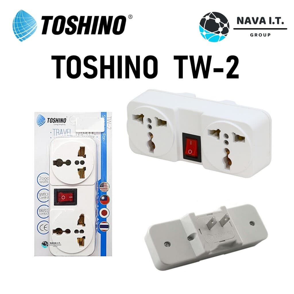 TOSHINO ปลั๊กแปลง 2 ทางขาแบน มีสวิตซ์ TW-2 WARRANTY 1 MONTH รูปที่ 2
