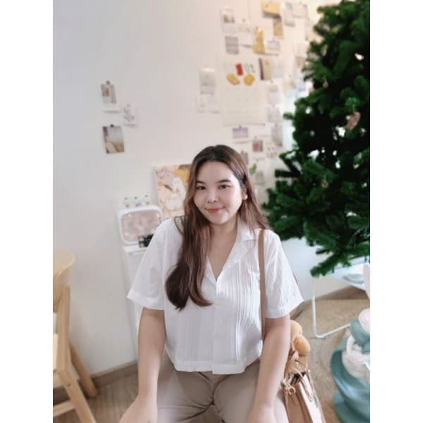 𝗝𝗮𝗶𝗸𝗼 𝗪𝗼𝗼𝗱𝘆 𝗧 𝗦𝗵𝗶𝗿𝘁 เสื้อเชิ้ต ครอป สาวอวบ อก 38-46 รูปที่ 8