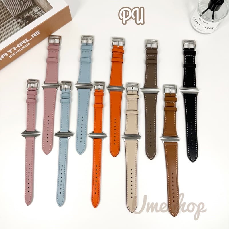 สายสําหรับแอปเปิ้ลวอชเเบบหนัง PU สาย smart watch11/10/9 8/7/6/5/4/3/2/1Se ขนาด38/40/41/42/44/45/46/49มม สายนาฬิกา รูปที่ 2