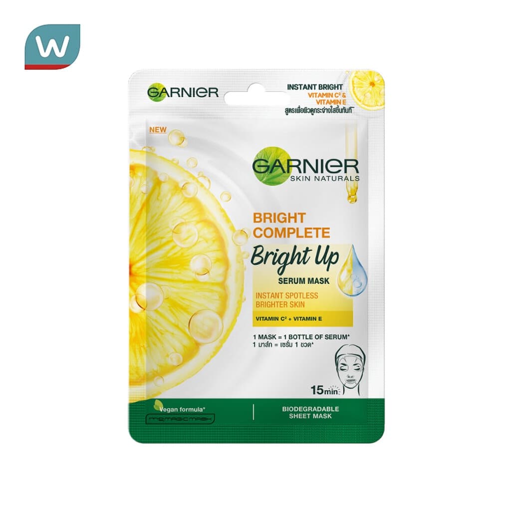 Garnier การ์นิเย่ สกิน แนทเชอรัสส์ ไบรท์ คอมพลีท ไบรท์ อัพ เซรั่ม มาส์ก 1 แผ่น รูปที่ 1