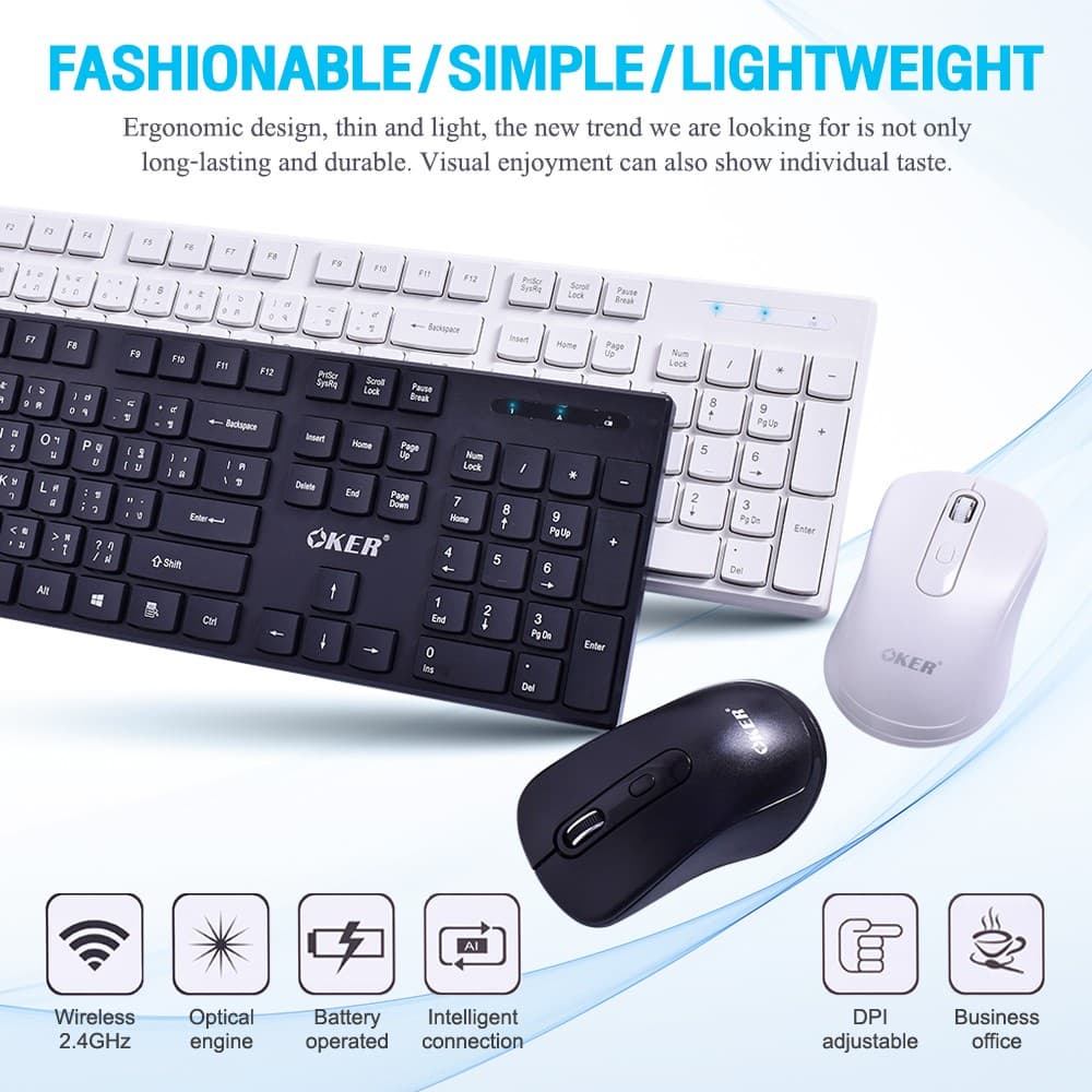 ส่งเร็ว OKER K8800 DOMINATOR 2.4GHZ WIRELESS COMBO Mouse Keyboard ชุดคีย์บอร์ดเม้าส์ไร้สาย เมาส์ไร้สาย DM 8800 รูปที่ 4