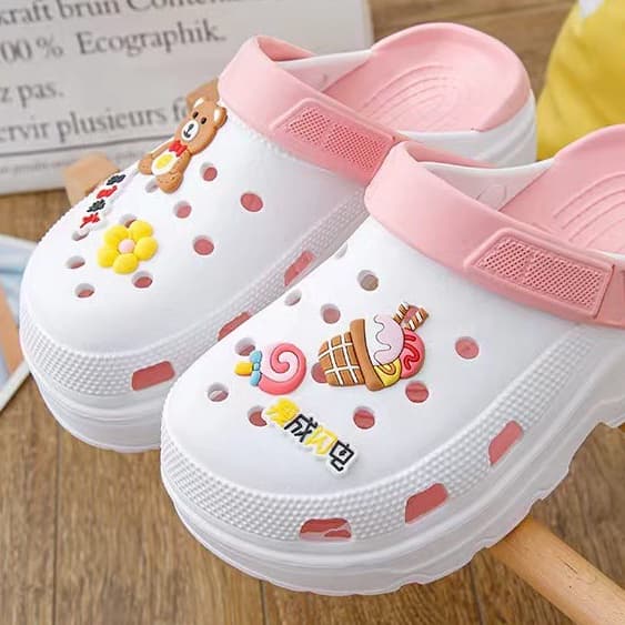 SHO-H-13Aรองเท้าน่ารักสไตล์เกาหลี รองเท้าหัวโต สูง 6 cm. พื้นยางใส่สบาย กระชับเท้า พร้อมตัวติดน่ารัก รูปที่ 6