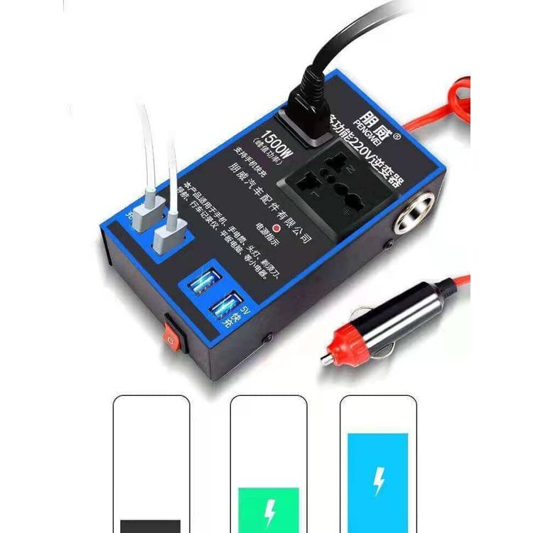 6USB อินเวอร์เตอร์ ในรถยนต์หม้อแปลงไฟ 12v 24Vเป็น 220 รถยนต์ / รถบรรทุก ตัวแปลงไฟในรถให้เหมือนไฟบ้าน รูปที่ 5