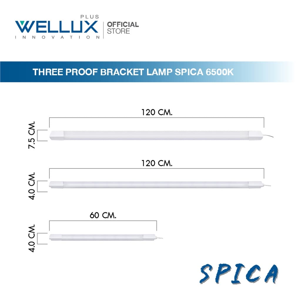 WELLUX หลอดไฟใช้งานภายนอก ตกไม่แตก 18W 36W 54W แสงขาว LED THREE PROOF BRACKET LAMP SPICA SERIES รูปที่ 5
