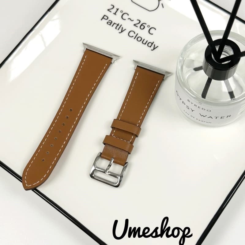 สายสําหรับแอปเปิ้ลวอชเเบบหนัง PU สาย smart watch11/10/9 8/7/6/5/4/3/2/1Se ขนาด38/40/41/42/44/45/46/49มม สายนาฬิกา รูปที่ 6