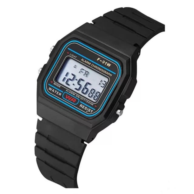 นาฬิกา นาฬิกาแฟชั่น SOLOS นาฬิกาข้อมือผู้ชาย สายเรซิ่น รุ่น F-91W-Black รูปที่ 2
