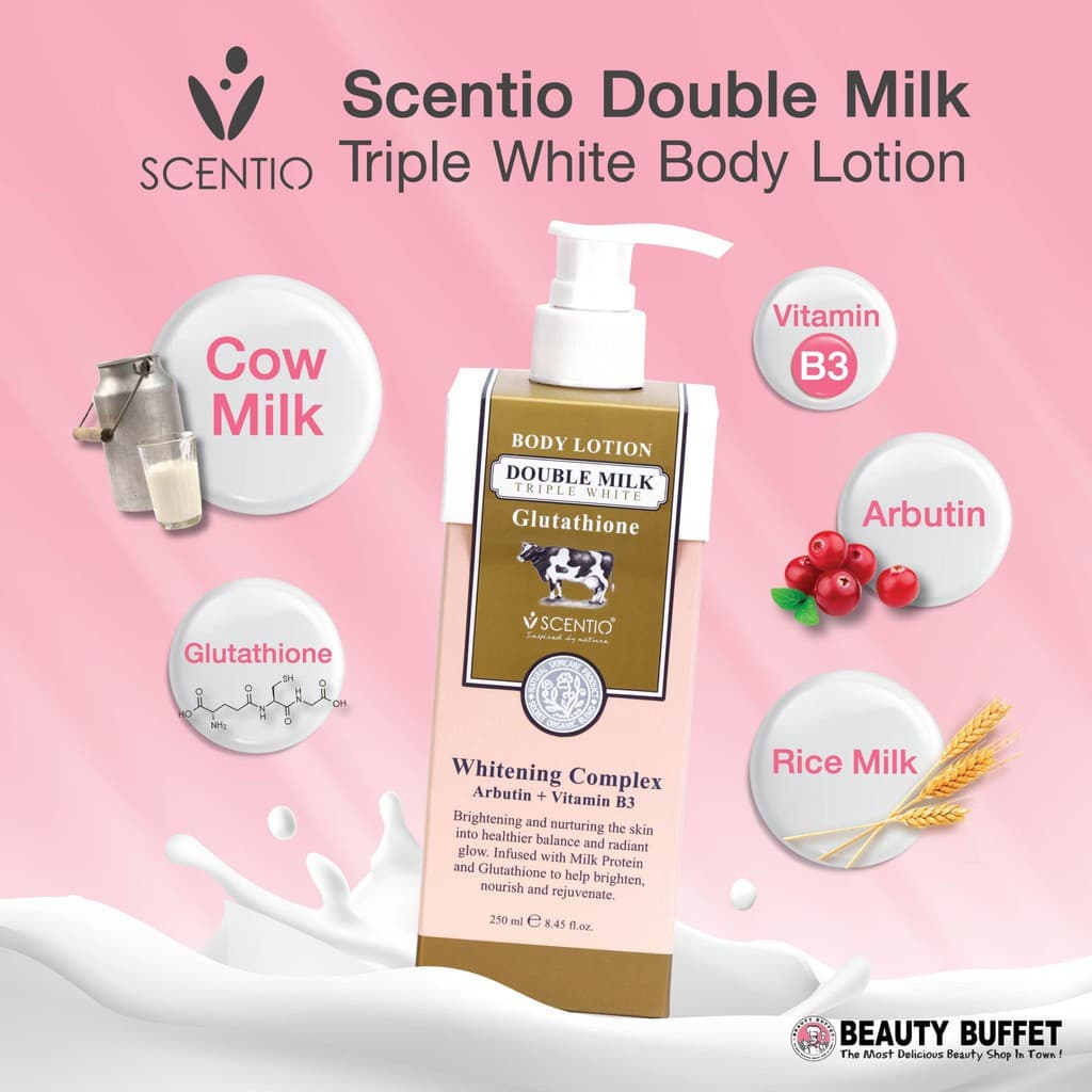 SCENTIO DOUBLE MILK TRIPLE BRIGHT BODY LOTION เซนทิโอ ดับเบิ้ลมิลค์ ทริปเปิ้ล ไวท์ บอดี้ โลชั่น รูปที่ 3