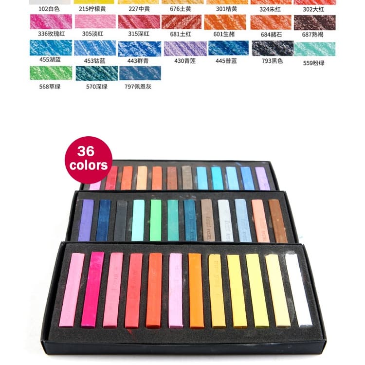 Marie's Dry Masters Pastel Stick Crayons 12/24/36/48 สีศิลปะจิตรกรรมชุดชอล์กสีผงหมึกดินสอสี / แปรงนักเรียนวัสดุ รูปที่ 8
