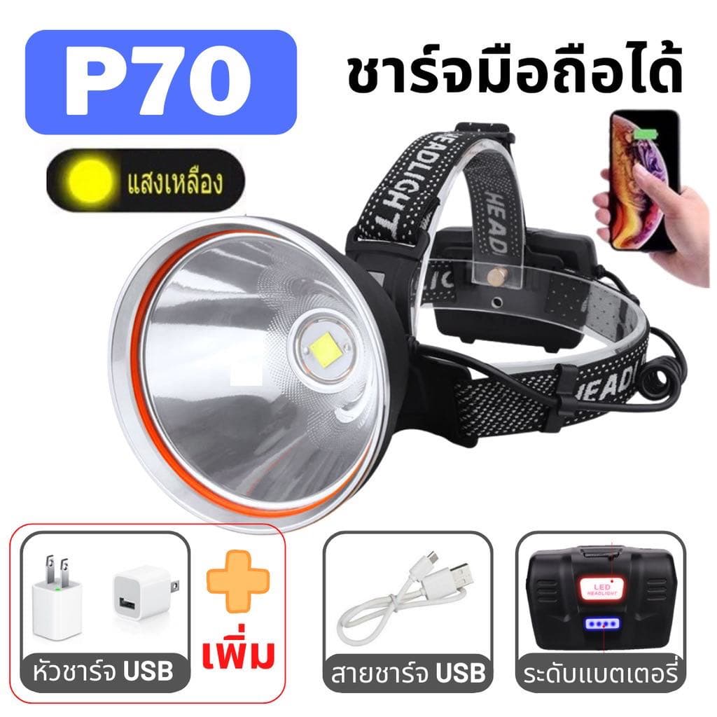 ไฟฉายคาดหัว P90 ซุปเปอร์ซีนอน สว่างกว่า L8 2เท่า ส่องไกล 2 กิโลเมตร ไฟคาดหัว รูปที่ 8