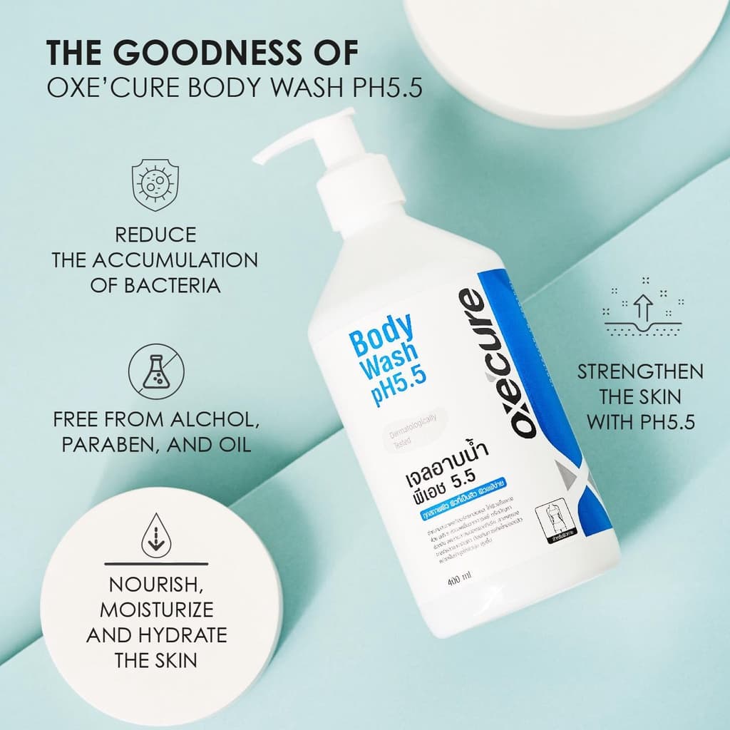 Oxe'cure เจลอาบน้ำ ป้องกันผิวจากรังสี UV สูตรอ่อนโยน Body Wash pH5.5 400ml รูปที่ 5