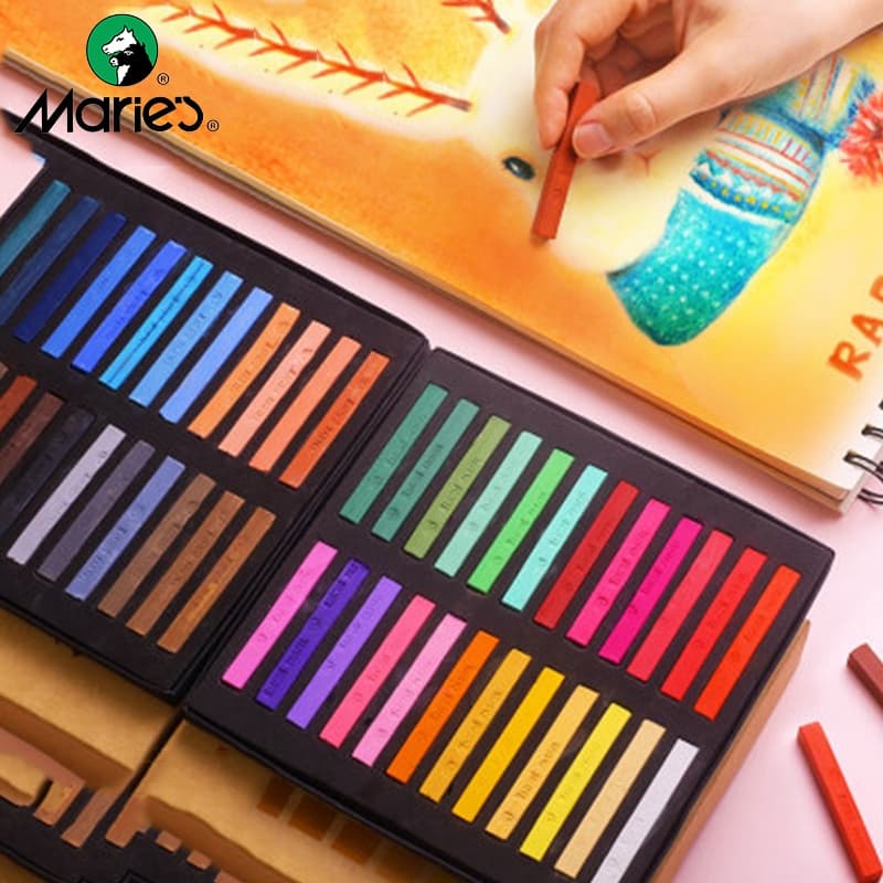 Marie's Dry Masters Pastel Stick Crayons 12/24/36/48 สีศิลปะจิตรกรรมชุดชอล์กสีผงหมึกดินสอสี / แปรงนักเรียนวัสดุ รูปที่ 2