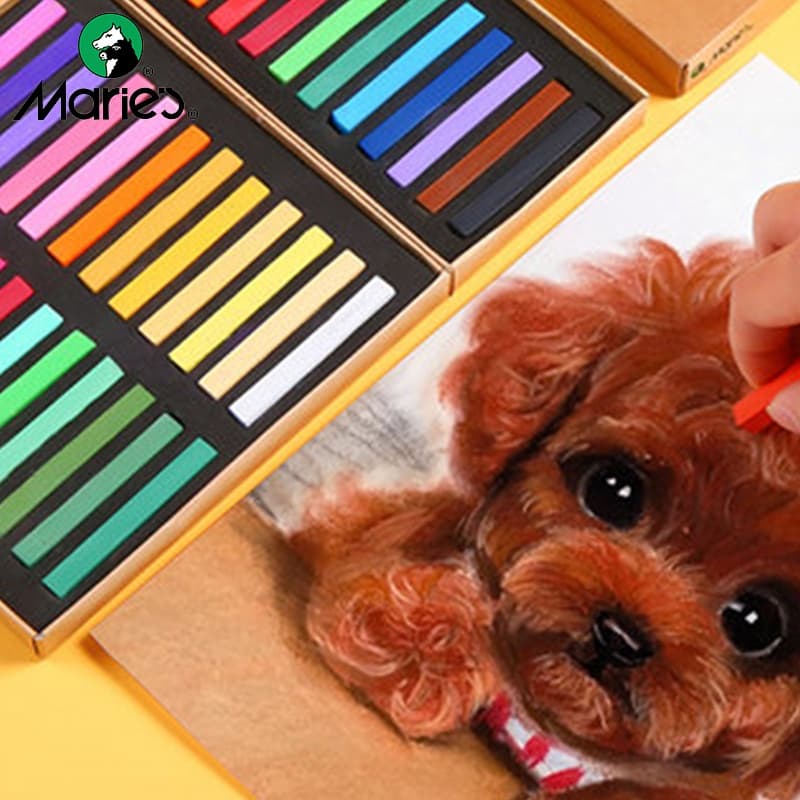 Marie's Dry Masters Pastel Stick Crayons 12/24/36/48 สีศิลปะจิตรกรรมชุดชอล์กสีผงหมึกดินสอสี / แปรงนักเรียนวัสดุ รูปที่ 6
