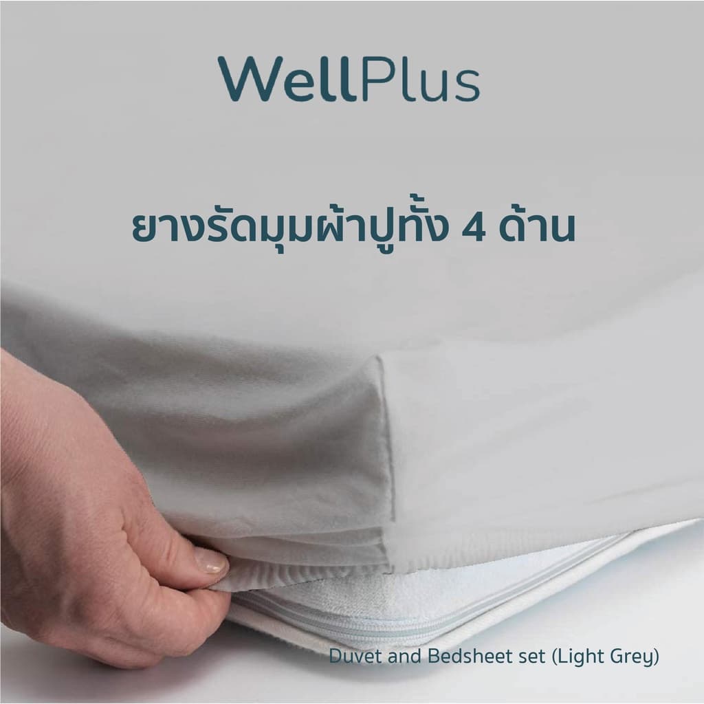 WellPlus ใหม่นุ่มมาก รุ่น Veritas ชุดผ้าปูที่นอน 6 ฟุต 5 ฟุต 5 ชิ้น + ผ้านวม 100"x90" Solidนุ่มมาก รูปที่ 6