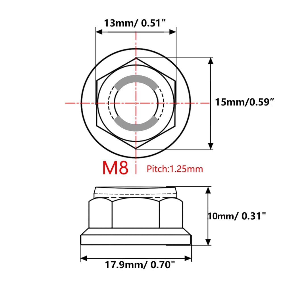 น็อตหน้าแปลน โลหะผสมไทเทเนียม Gr5 Nut M6 M8 M10 M12 สําหรับรถจักรยานยนต์ รูปที่ 3