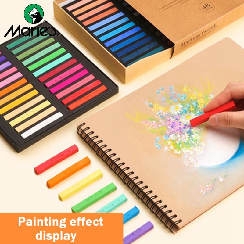 Marie's Dry Masters Pastel Stick Crayons 12/24/36/48 สีศิลปะจิตรกรรมชุดชอล์กสีผงหมึกดินสอสี / แปรงนักเรียนวัสดุ รูปที่ 3