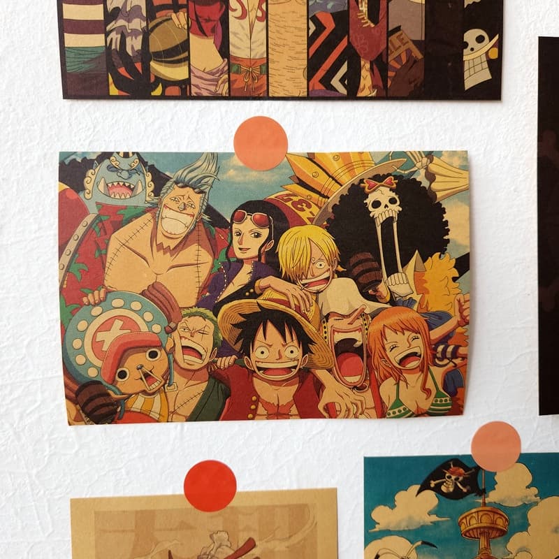 21 แผ่น/ชุดวันพีซผสมวินเทจลมผนังสติ๊กเกอร์ห้องผนังตกแต่งห้องนอนพื้นหลังสติ๊กเกอร์ภาพผนัง ワンピース รูปที่ 4