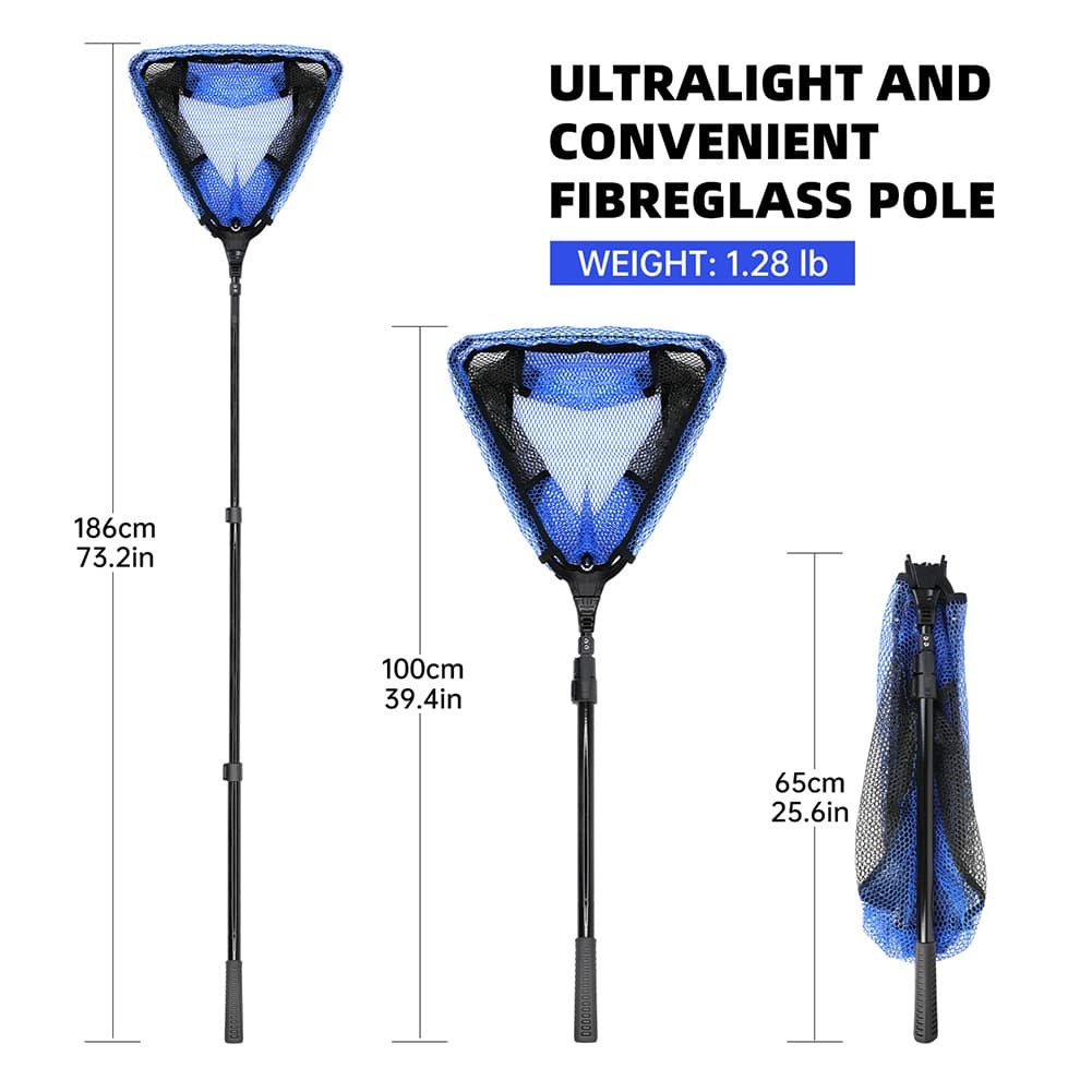 Sanlike ตกปลาสุทธิพับ Landing สุทธิพร้อม Fibergalss Telescopic Pole และจับยางเคลือบตาข่ายสุทธิสําหรับตกปลาน้ําจืดน้ําเค็ม รูปที่ 3