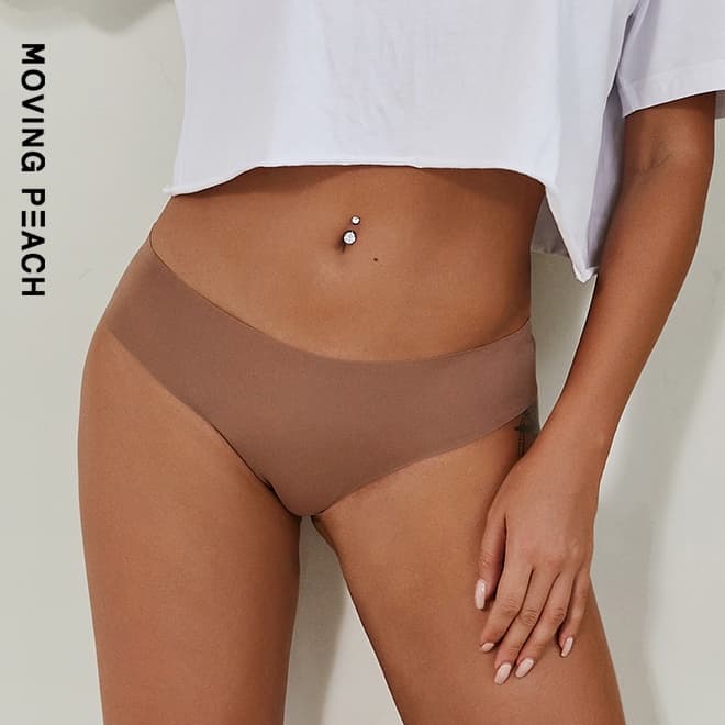 MOVING PEACH กางเกงชั้นใน ผ้าเรยอน ไร้รอยต่อ สําหรับผู้หญิง S-XL รูปที่ 1