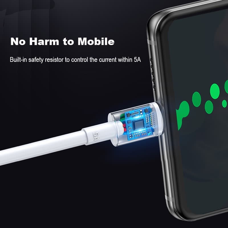 สายชาร์จ Type-C สายเคเบิลข้อมูล 5A พอร์ต 1M 1.5M 2M USB C สายชาร์จเร็ว เหมาะสำหรับโทรศัพท์มือถือทุกประเภทชาร์จพอร์ต รูปที่ 7