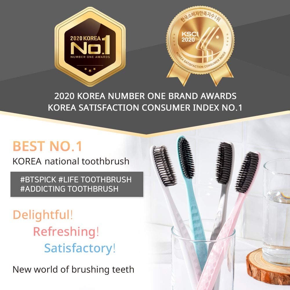 แปรงสีฟันจองกุก แปรงขนนุ่มจากเกาหลี Wangta Toothbrush Black Charcoal ขนสีดำ 1 ด้าม รูปที่ 5