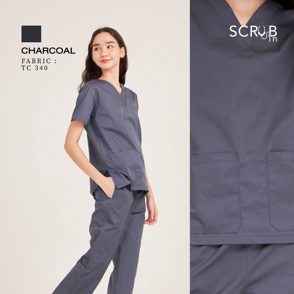 Scrub in | เสื้อ-กางเกงสครับ unisex สี Charcoal รุ่น TC340 รูปที่ 1