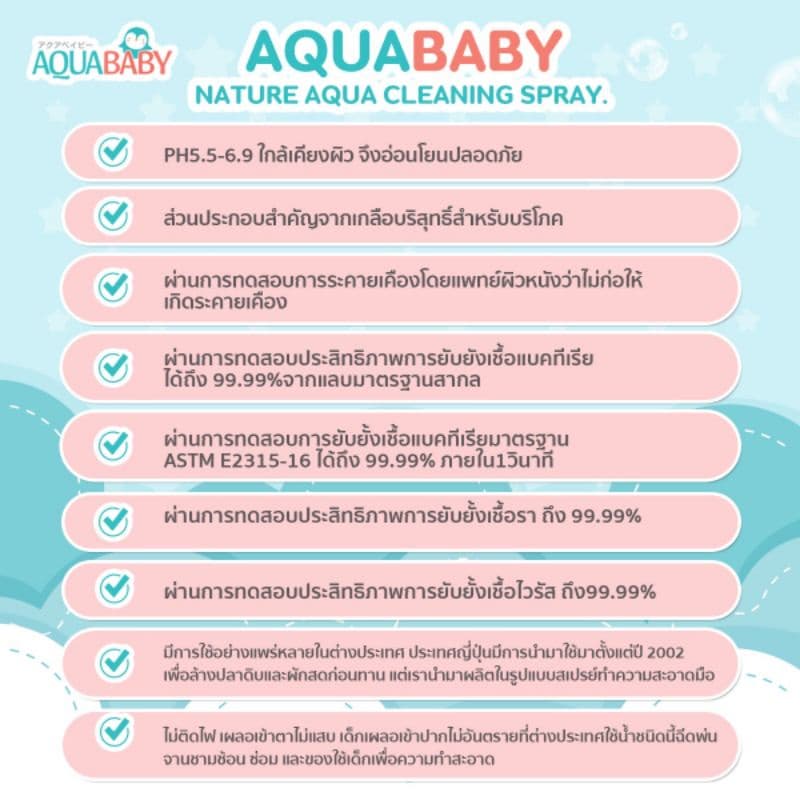 ซื้อ 1แถม 1Special Edition สเปรย์ทำความสะอาดผิวกายสำหรับเด็ก AQUABABY ขนาด 100ml รูปที่ 8