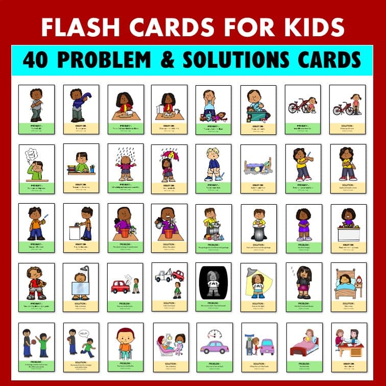 Problem & Solution แฟลชการ์ดสําหรับเด็กกิจกรรมบําบัดคําพูดความล่าช้าออทิสติกการบําบัดคําพูด รูปที่ 2