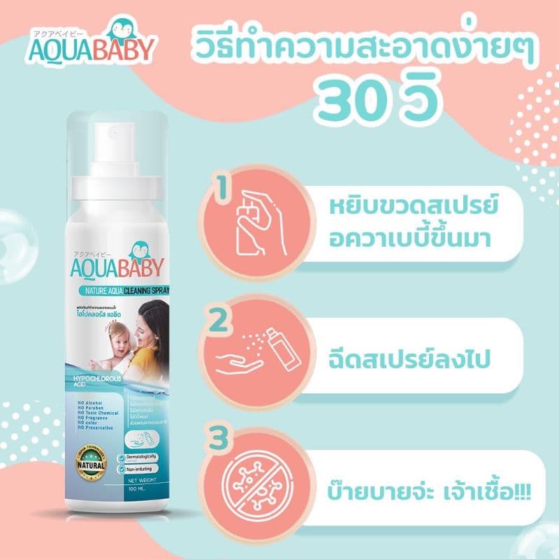 ซื้อ 1แถม 1Special Edition สเปรย์ทำความสะอาดผิวกายสำหรับเด็ก AQUABABY ขนาด 100ml รูปที่ 6