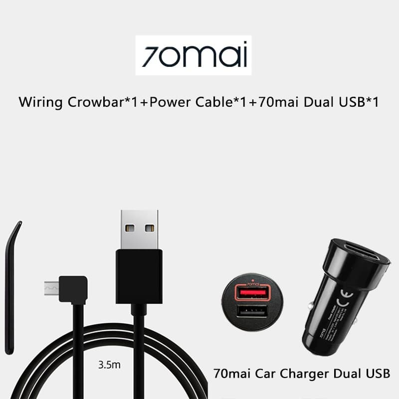 สําหรับ 70Mai สายชาร์จสําหรับ 70Mai 4K A800S 70Mai A500S 70Mai 1S D06 D07 D10 M300 70Mai สาย Micro USB สําหรับรถยนต์ DVR รูปที่ 2