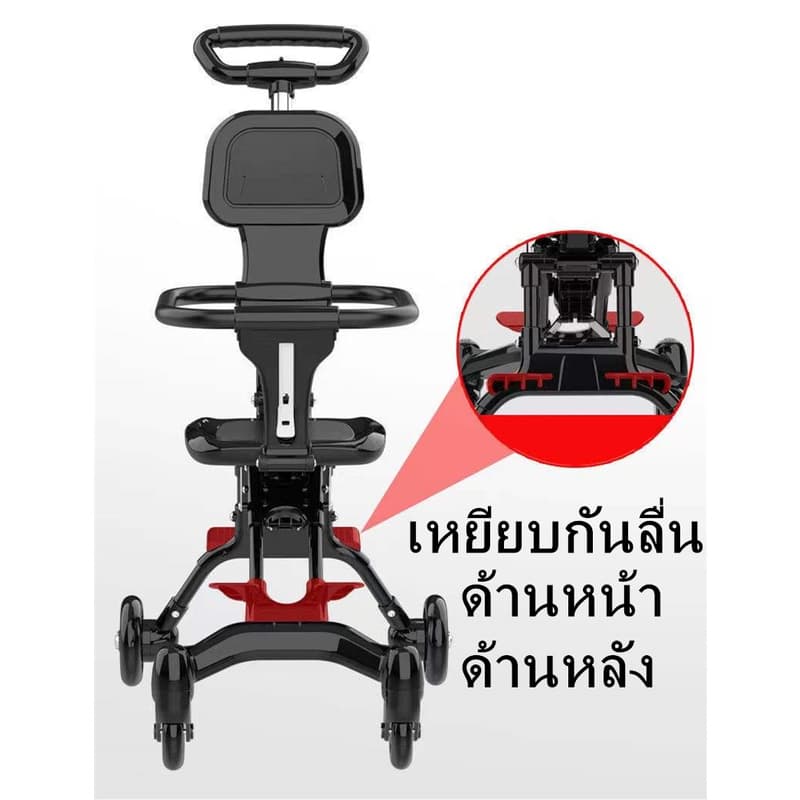รถเข็นเด็กรุ่นล่าสุด แถมเบาะ เบาะใหญ่ แบบ4ล้อ สามารถล็อกล้อได้ พับเก็บได้ PUล้อใหญ่ รับน้ำหนักได้30kg รุ่น：TC16 รูปที่ 7