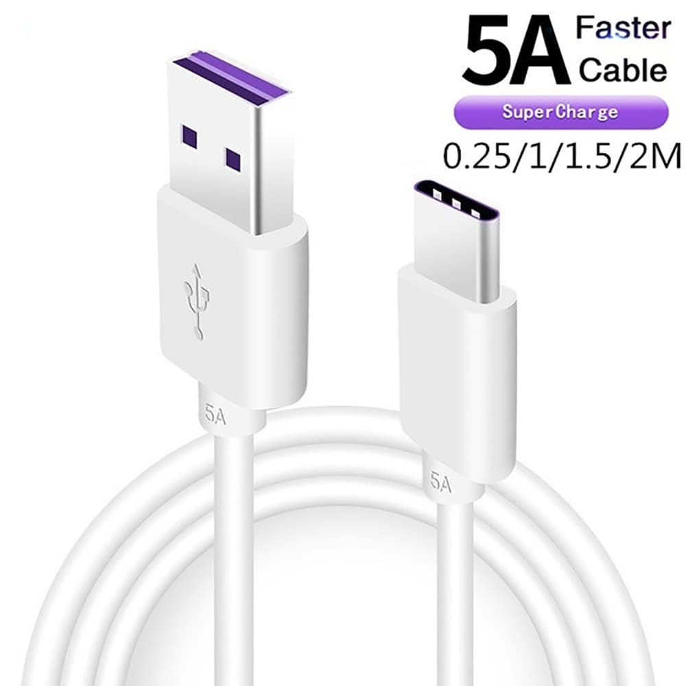 สายชาร์จ Type-C สายเคเบิลข้อมูล 5A พอร์ต 1M 1.5M 2M USB C สายชาร์จเร็ว เหมาะสำหรับโทรศัพท์มือถือทุกประเภทชาร์จพอร์ต รูปที่ 3