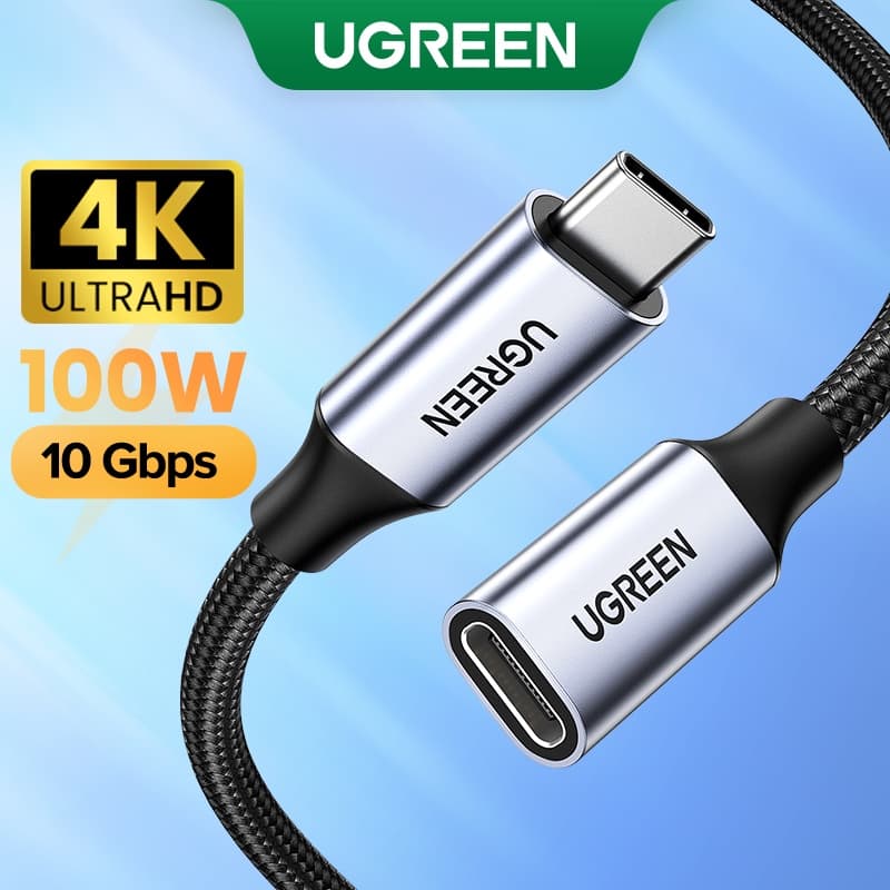 UGREEN สายเคเบิล USB C USB 3.1 Type C ตัวผู้ต่อตัวเมีย รุ่น 2 10Gbps สำหรับ Nintendo Switch compatible compatible for Macbook Pro Samsung Galaxy Note20 S10 S9 Google Pixel 3 2 XL ขนาด 1.5 ฟุต รูปที่ 1