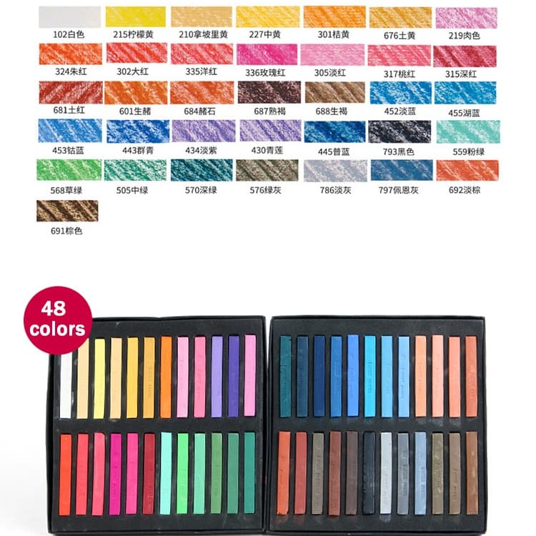Marie's Dry Masters Pastel Stick Crayons 12/24/36/48 สีศิลปะจิตรกรรมชุดชอล์กสีผงหมึกดินสอสี / แปรงนักเรียนวัสดุ รูปที่ 9