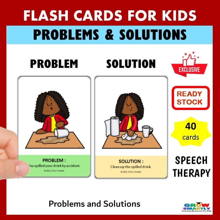 Problem & Solution แฟลชการ์ดสําหรับเด็กกิจกรรมบําบัดคําพูดความล่าช้าออทิสติกการบําบัดคําพูด รูปที่ 1