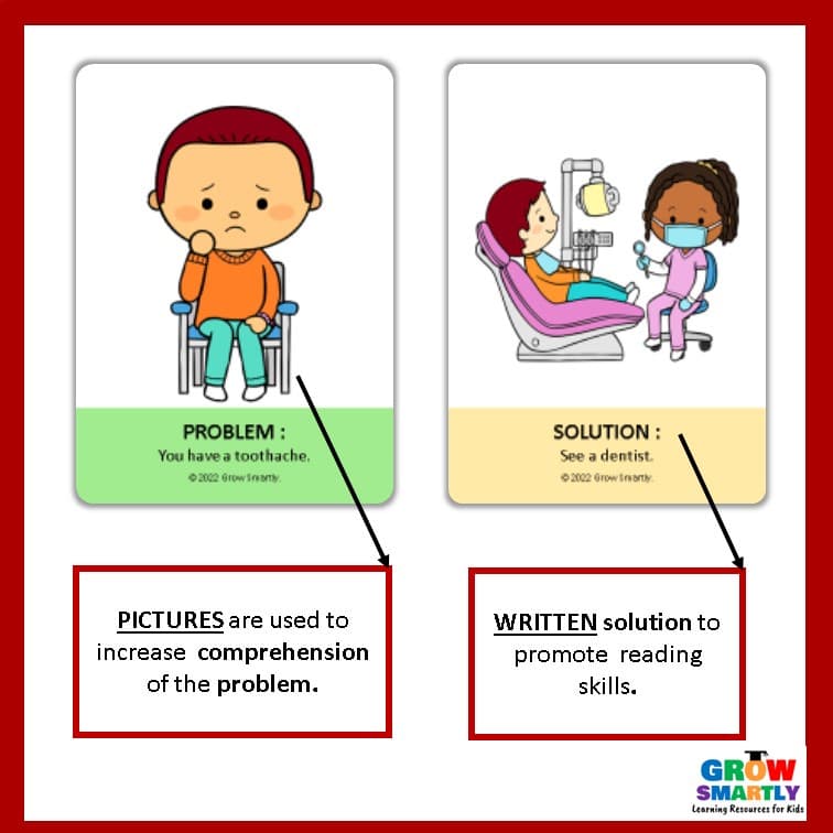 Problem & Solution แฟลชการ์ดสําหรับเด็กกิจกรรมบําบัดคําพูดความล่าช้าออทิสติกการบําบัดคําพูด รูปที่ 4