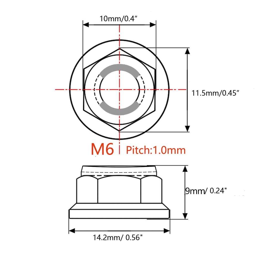น็อตหน้าแปลน โลหะผสมไทเทเนียม Gr5 Nut M6 M8 M10 M12 สําหรับรถจักรยานยนต์ รูปที่ 2