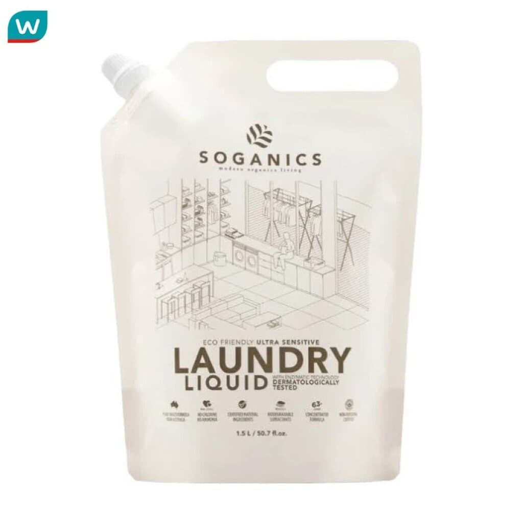 Soganics โซแกนิคส์ น้ำยาซักผ้า รีฟิล กลื่นยูคาลิปตัส 1.5 ลิตร รูปที่ 1